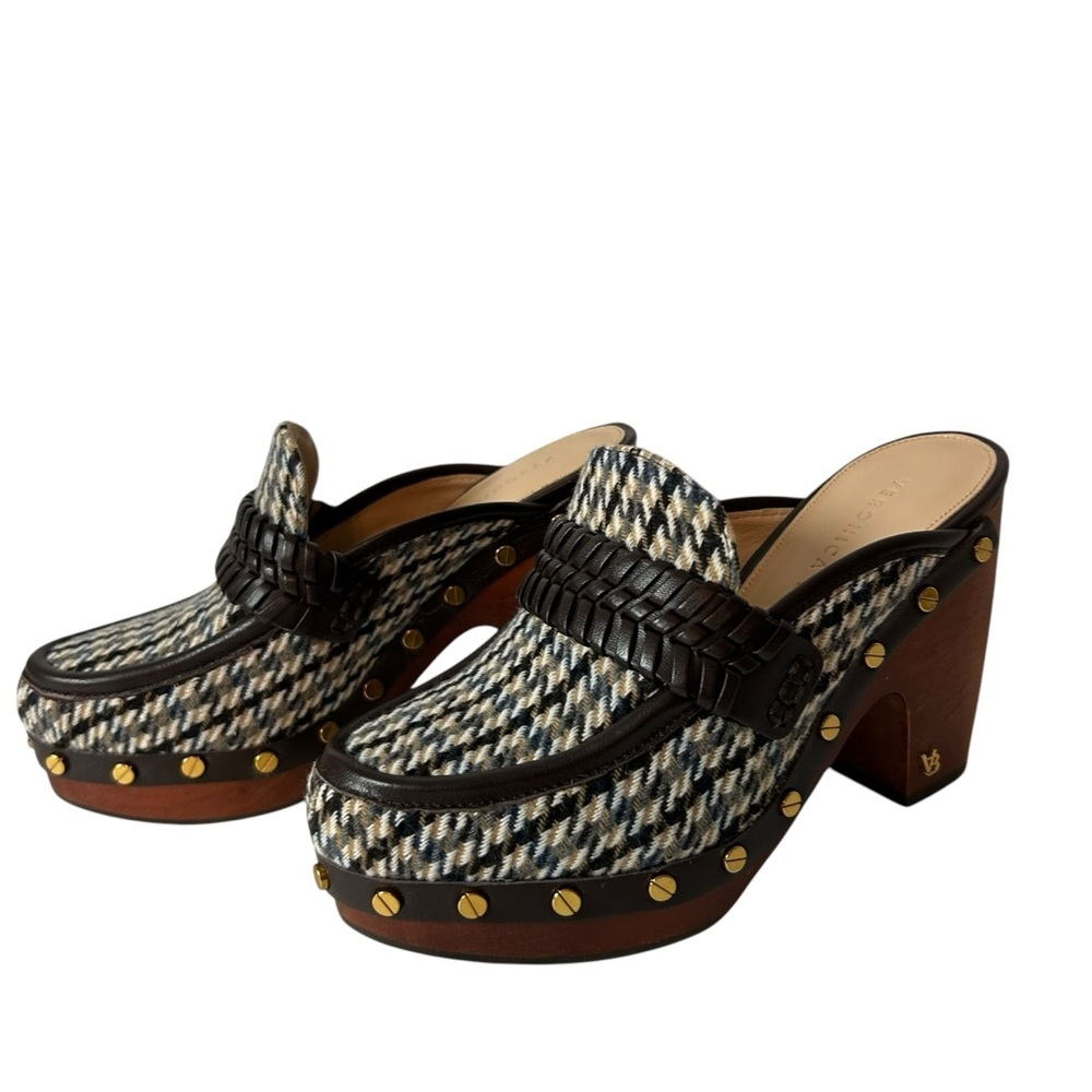 Veronica Beard Black and Brown Heeled Mules